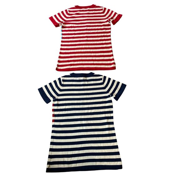 Quacker Factory Nautical Striped Knit Tunics Red & Navy Anchor Design XXS - Picture 2 of 10